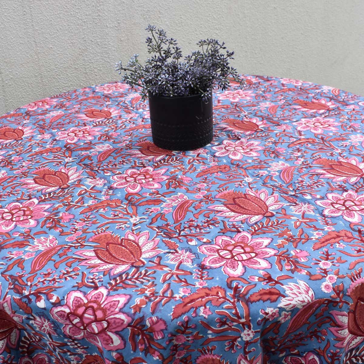 Hand Block Printed Cotton Round Tablecloth 220 cm | Firdaus Gud 204865
