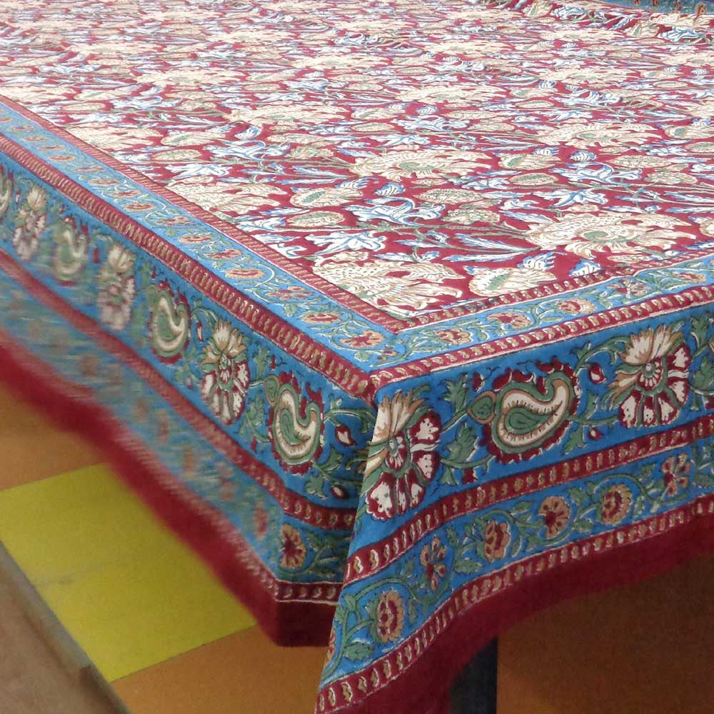 Hand Block Printed Cotton Tablecloth | Amarnath Cola 109009