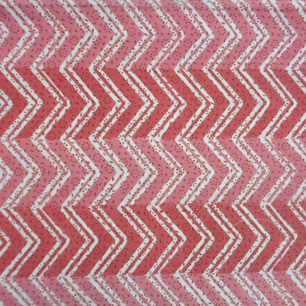 Hand Block Printed Cotton Tablecloth 150x220 | Chevron Pink 9304
