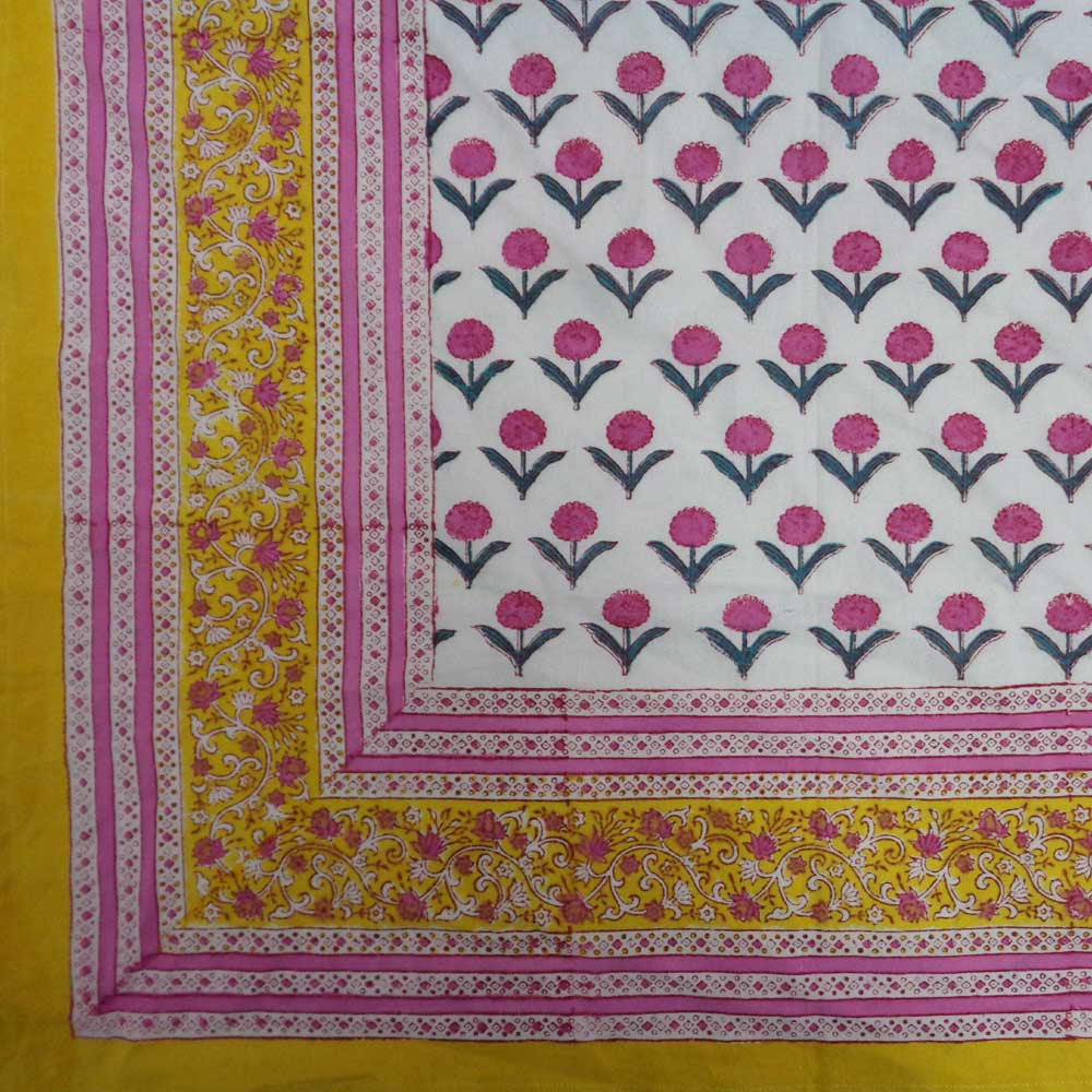 Hand Block Printed Cotton Tablecloth 150x220 | Deda Phool 109152