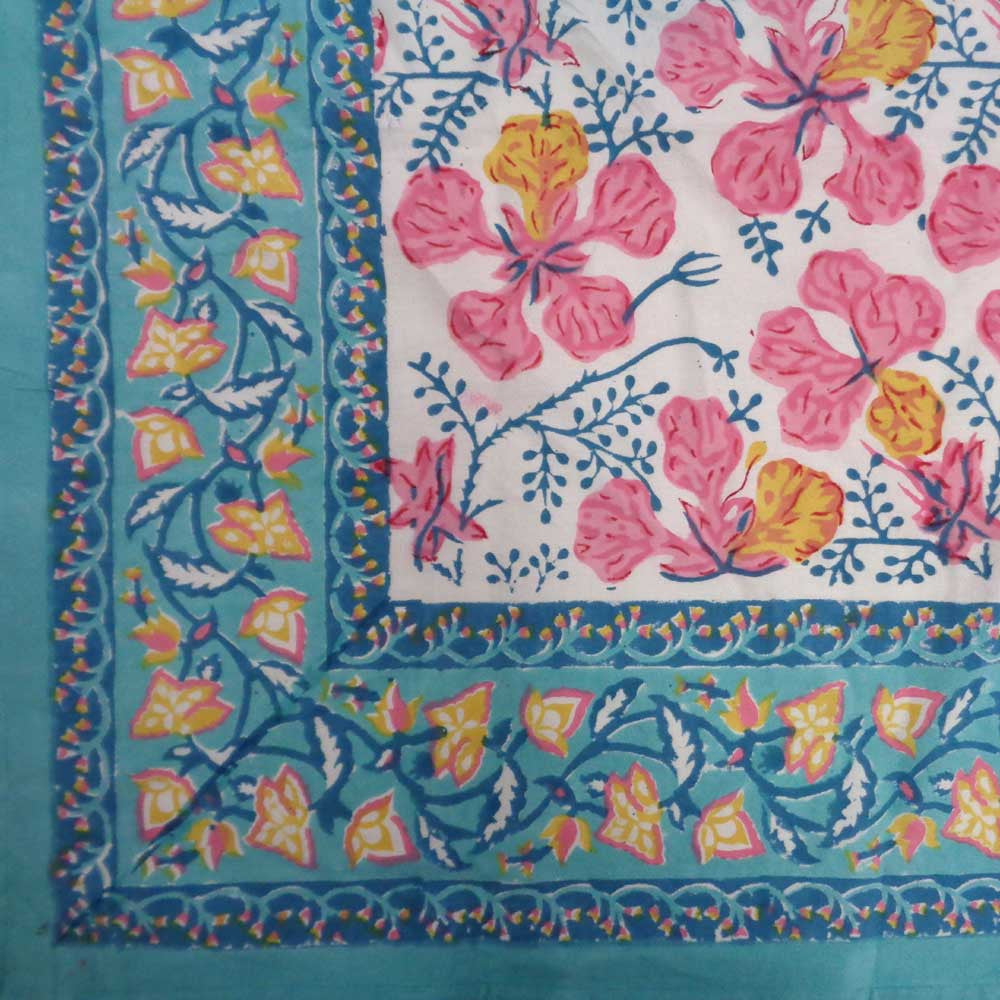 Hand Block Printed Cotton Tablecloth 150x220 | Gulmohar Open 109156