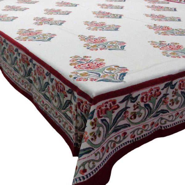 Hand Block Printed Cotton Tablecloth 150x220 | Jungle King Red 109106