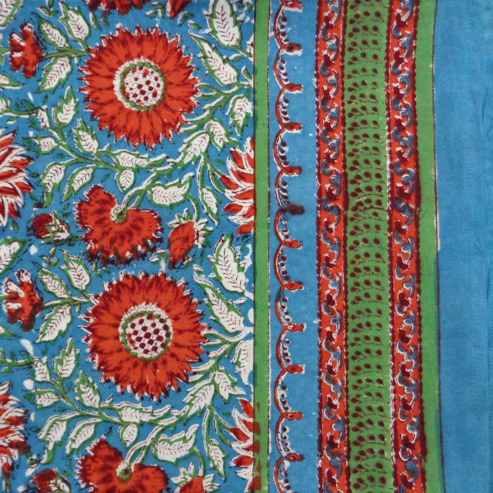 Hand Block Printed Cotton Tablecloth 150x220 | Naya Sooraj Lal Gud 9308