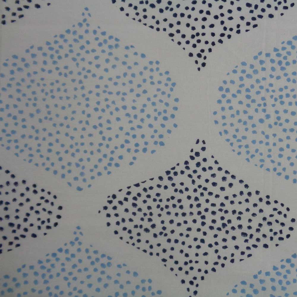 Hand Block Printed Cotton Tablecloth 150x220 | Ogee Dotty Blue 103352