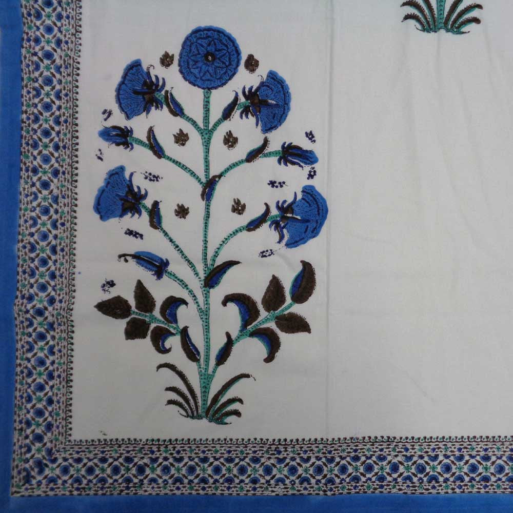 Hand Block Printed Cotton Tablecloth 150x220 | Sikander Boota Nila 109108