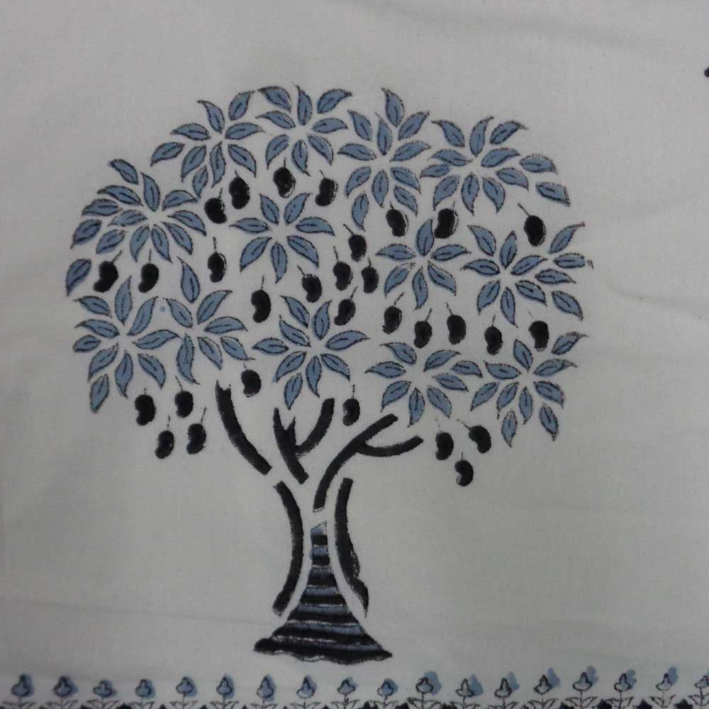 Hand Block Printed Cotton Tablecloth 150x220 | Upwan Grey 109113