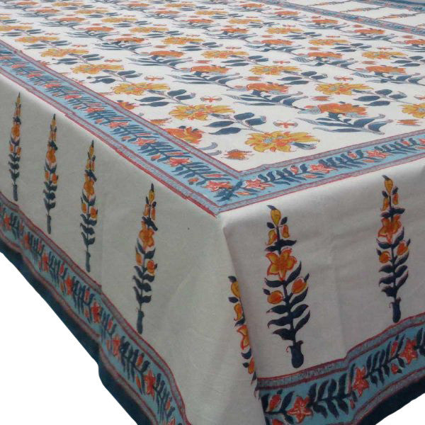 Hand Block Printed Cotton Tablecloth 150x220 cm  | Ghani Booti 109021