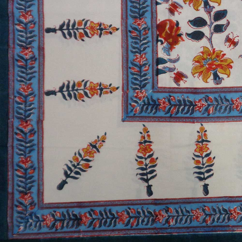 Hand Block Printed Cotton Tablecloth 150x220 cm  | Ghani Booti 109021