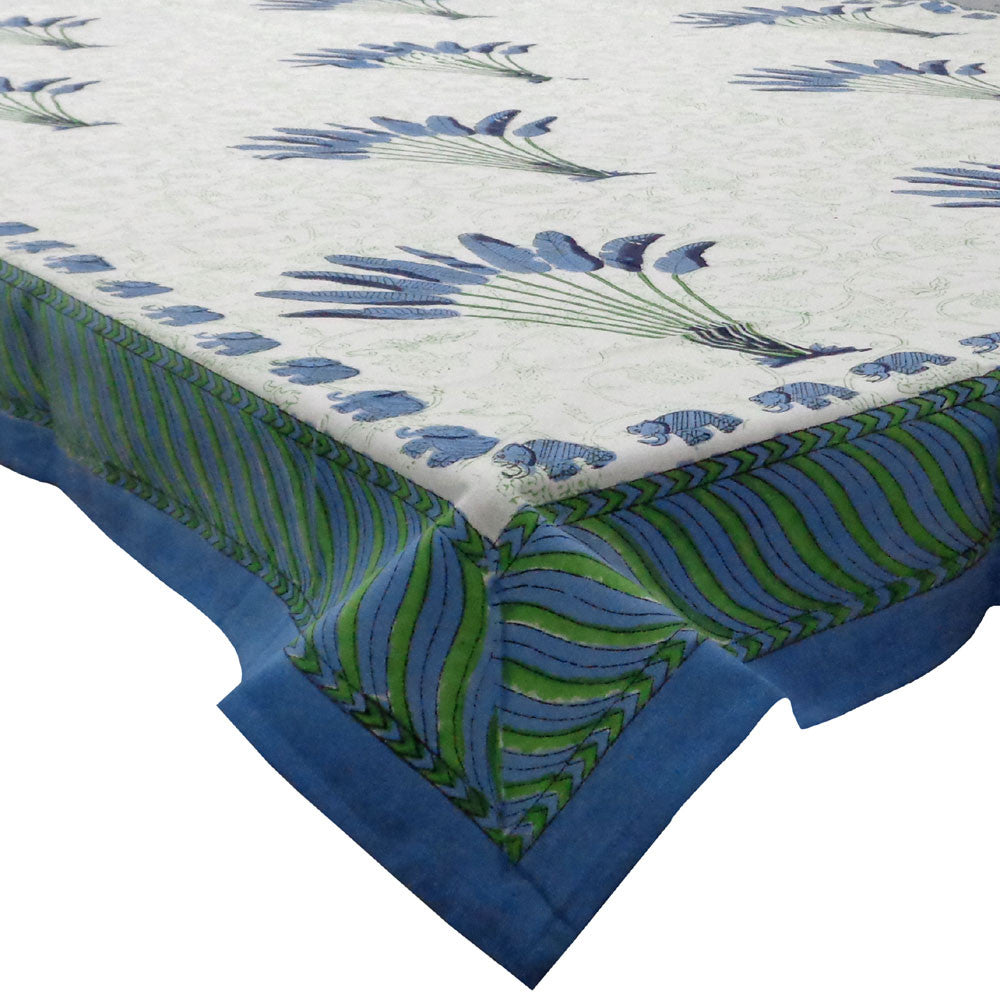Hand Block Printed Cotton Tablecloth 150x220 cm | Banana Leaf 103707
