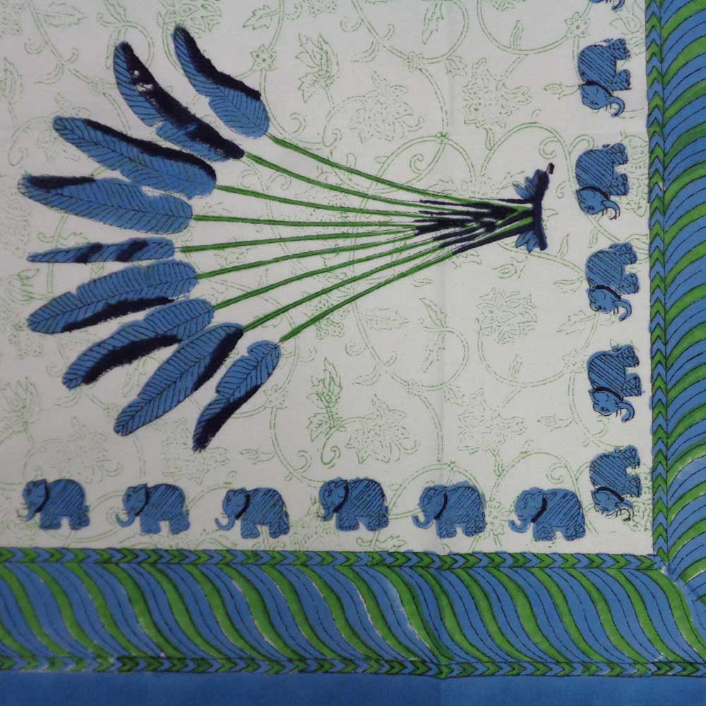 Hand Block Printed Cotton Tablecloth 150x220 cm | Banana Leaf 103707