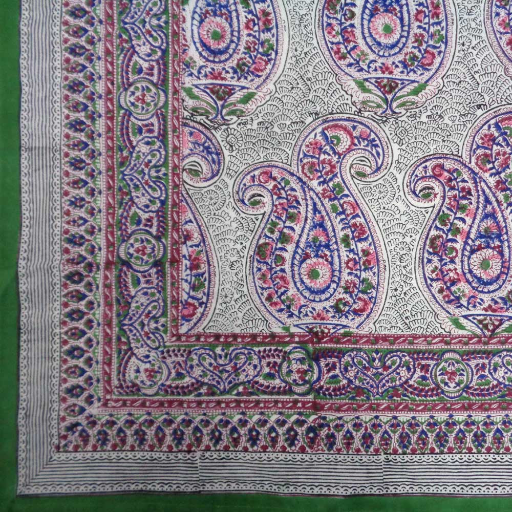 Hand Block Printed Cotton Tablecloth 150x220 cm | Big Paisley Multi 109118