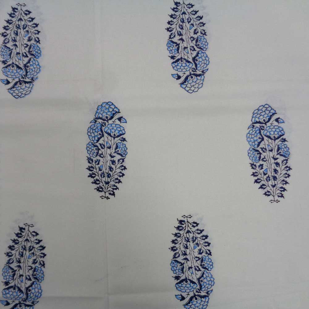 Hand Block Printed Cotton Tablecloth 150x220 cm | Chota Nila Phool 108986