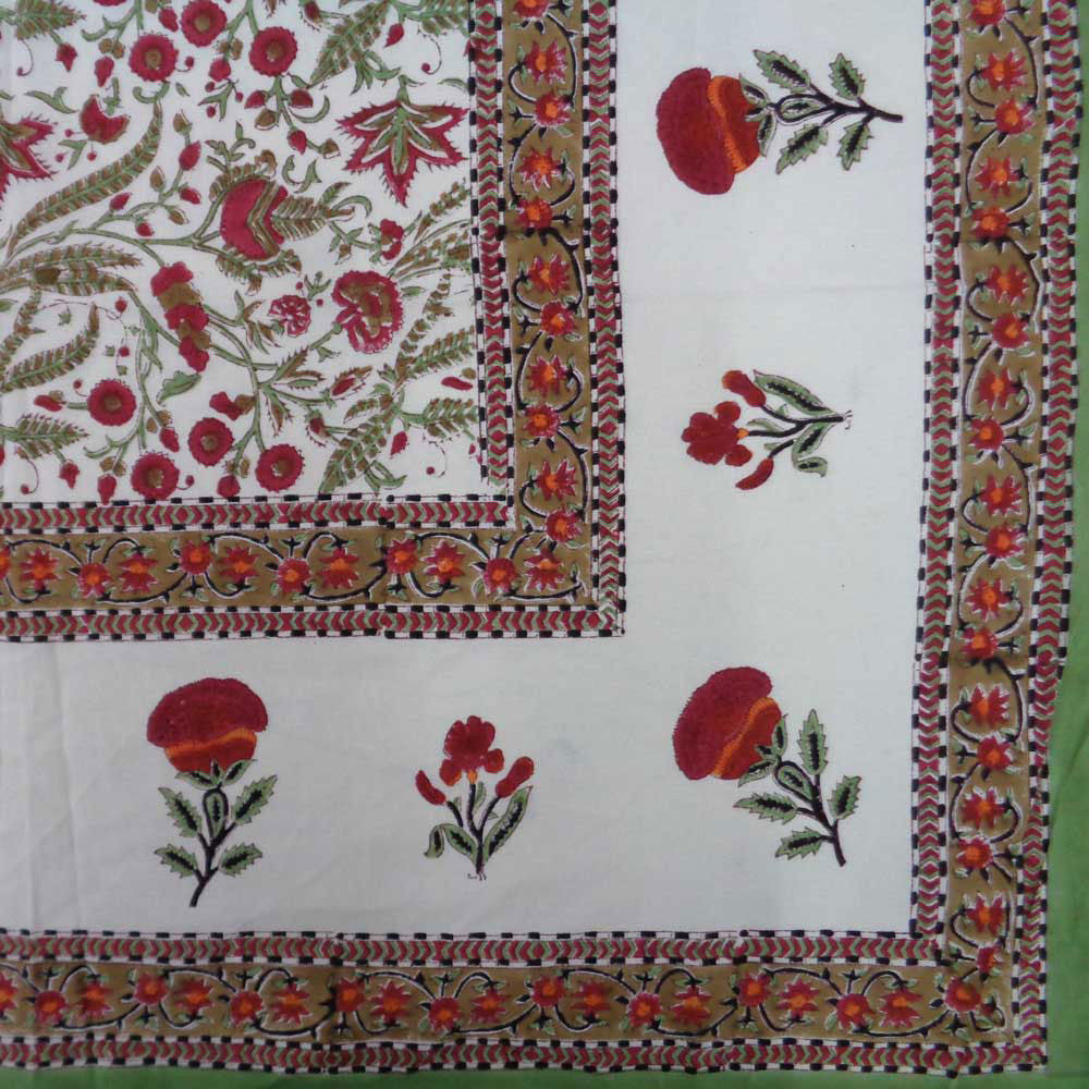 Hand Block Printed Cotton Tablecloth 150x220 cm | Firoza Mauve 103642