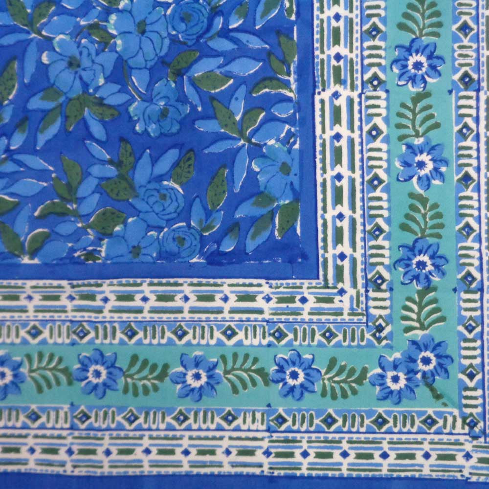 Hand Block Printed Cotton Tablecloth 150x220 cm | Flower Bush Marina 103712