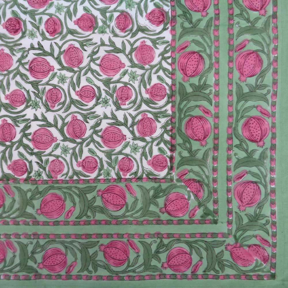 Hand Block Printed Cotton Tablecloth 150x220 cm | Poppy Flower 103623
