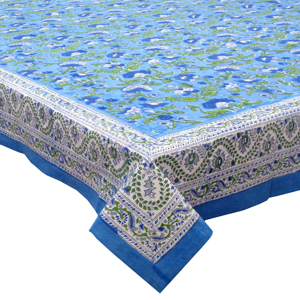 Hand Block Printed Cotton Tablecloth 150x220 cm | Rukhsana Blue Gud 103736
