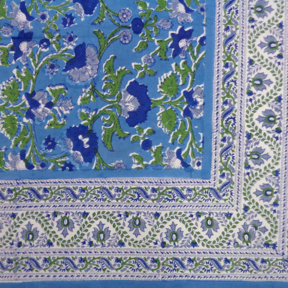 Hand Block Printed Cotton Tablecloth 150x220 cm | Rukhsana Blue Gud 103736