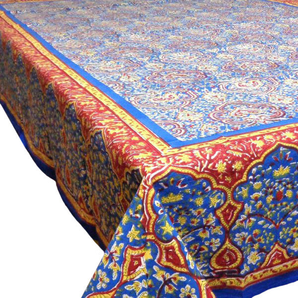 Hand Block Printed Cotton Tablecloth 150x220 cm | Russian Print 9275