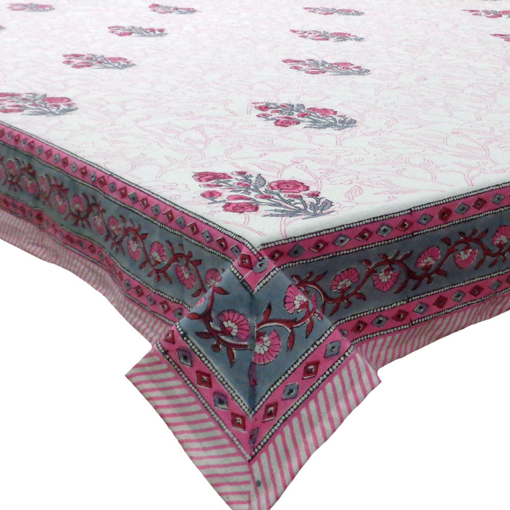 Hand Block Printed Cotton Tablecloth 150x220 cm | Teen Phool Lal 103577
