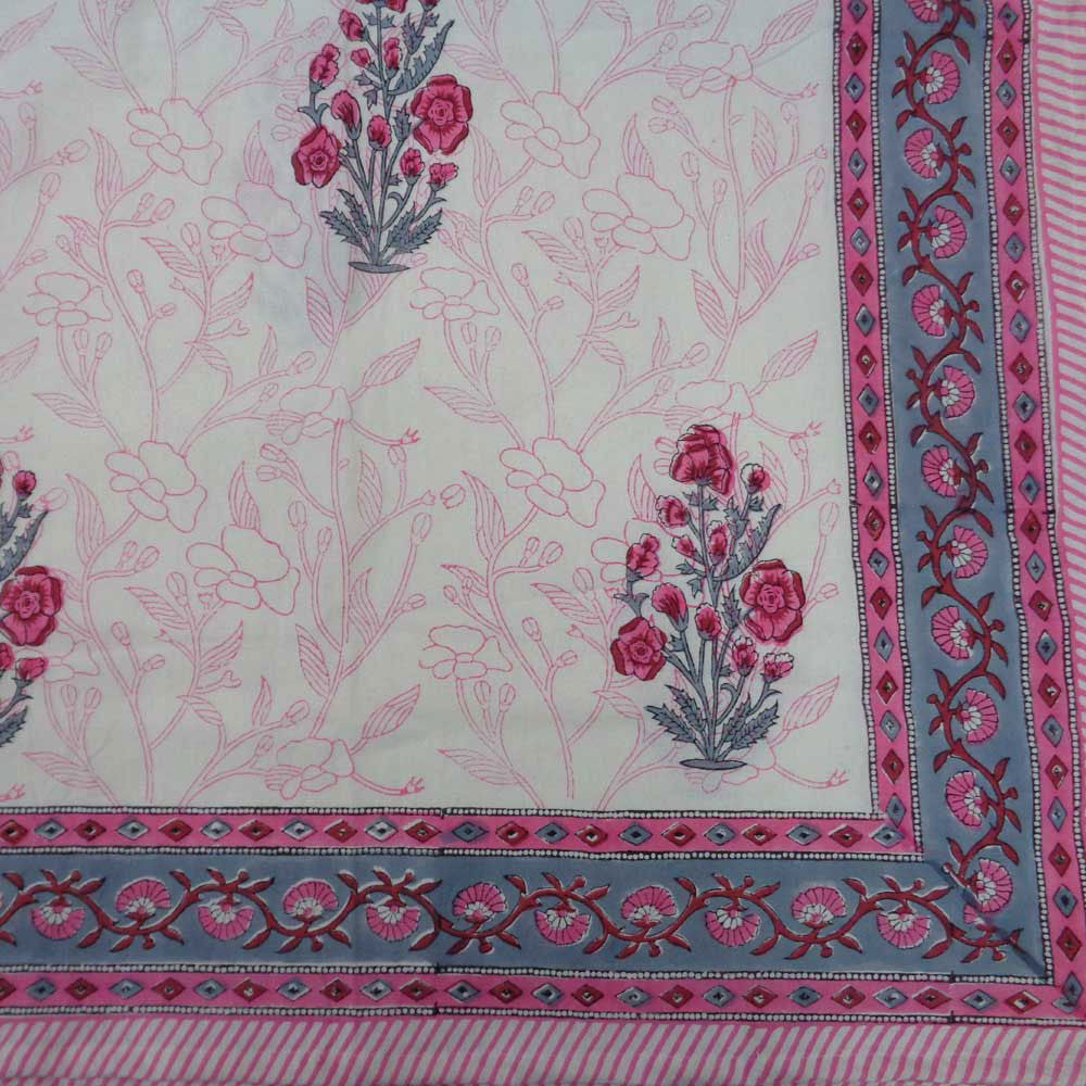Hand Block Printed Cotton Tablecloth 150x220 cm | Teen Phool Lal 103577
