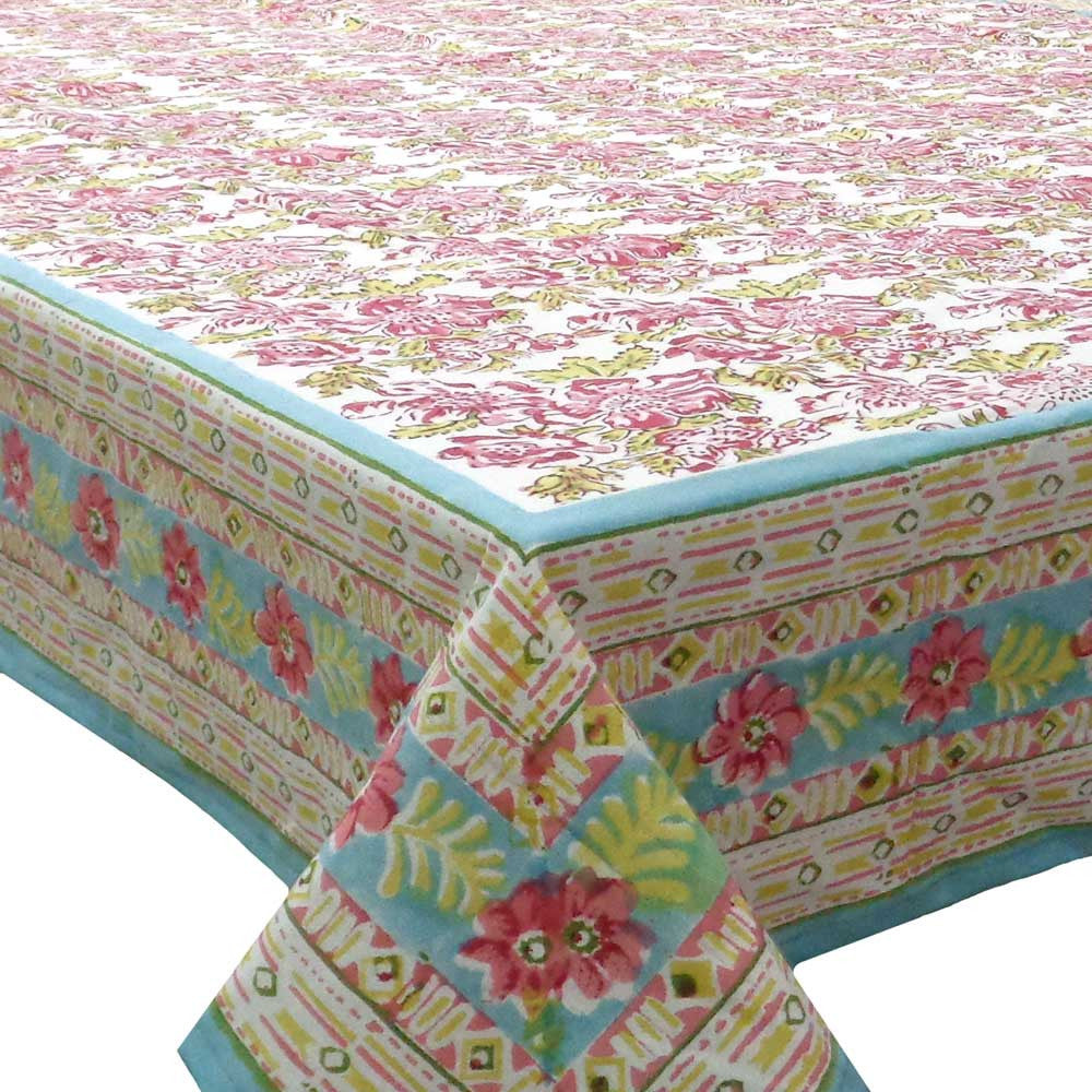 Hand Block Printed Cotton Tablecloth 150x220 cm | Woodbine Bush Open 103632
