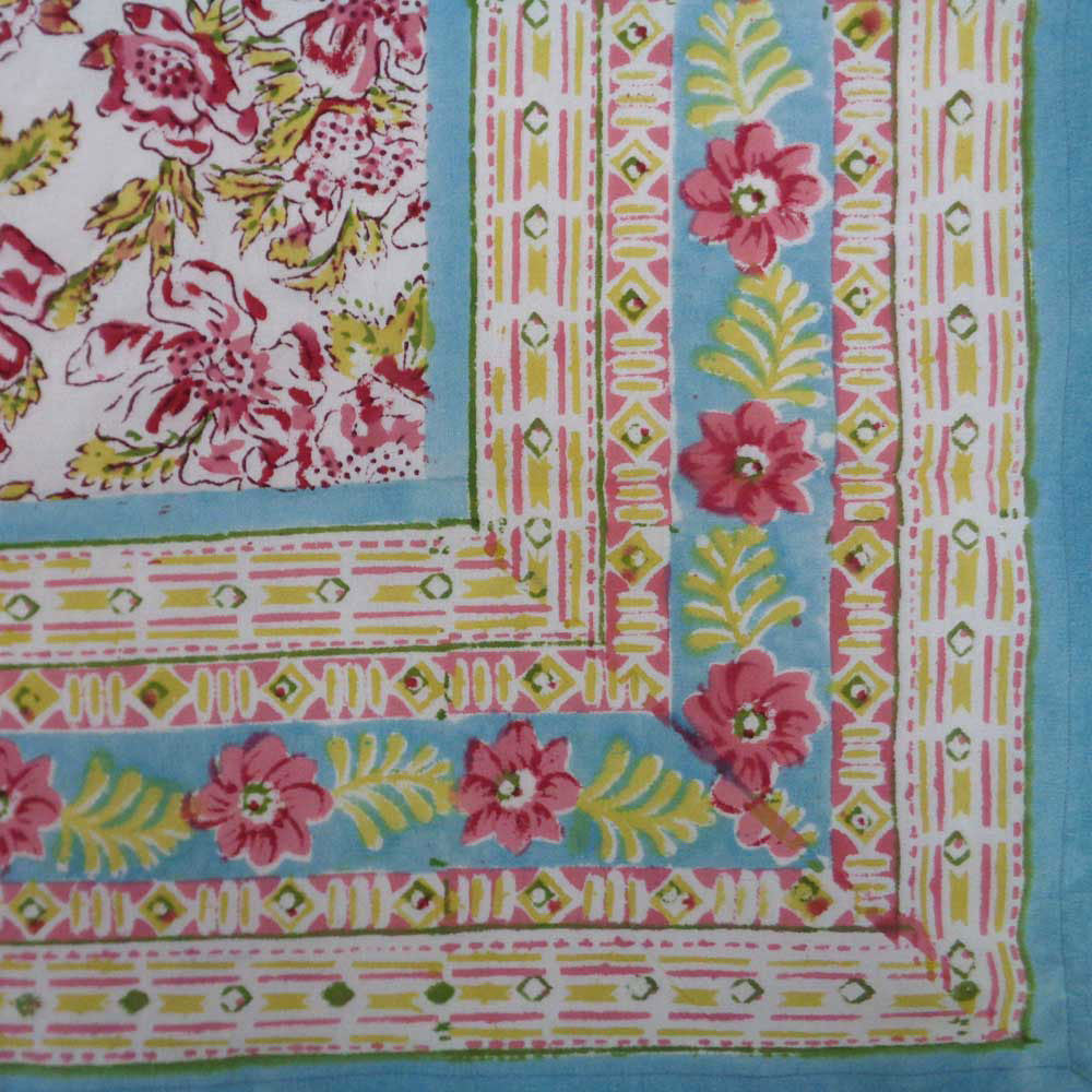 Hand Block Printed Cotton Tablecloth 150x220 cm | Woodbine Bush Open 103632