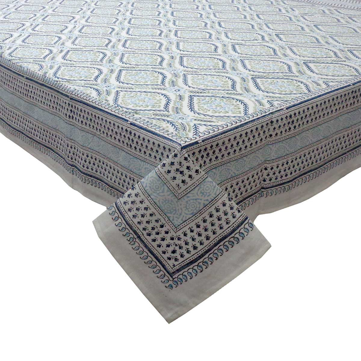 Hand Block Printed Cotton Tablecloth 150x220 cms |  504778