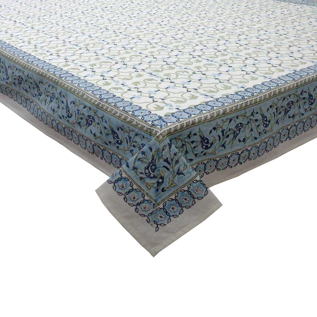 Hand Block Printed Cotton Tablecloth 150x220 cms | 504749