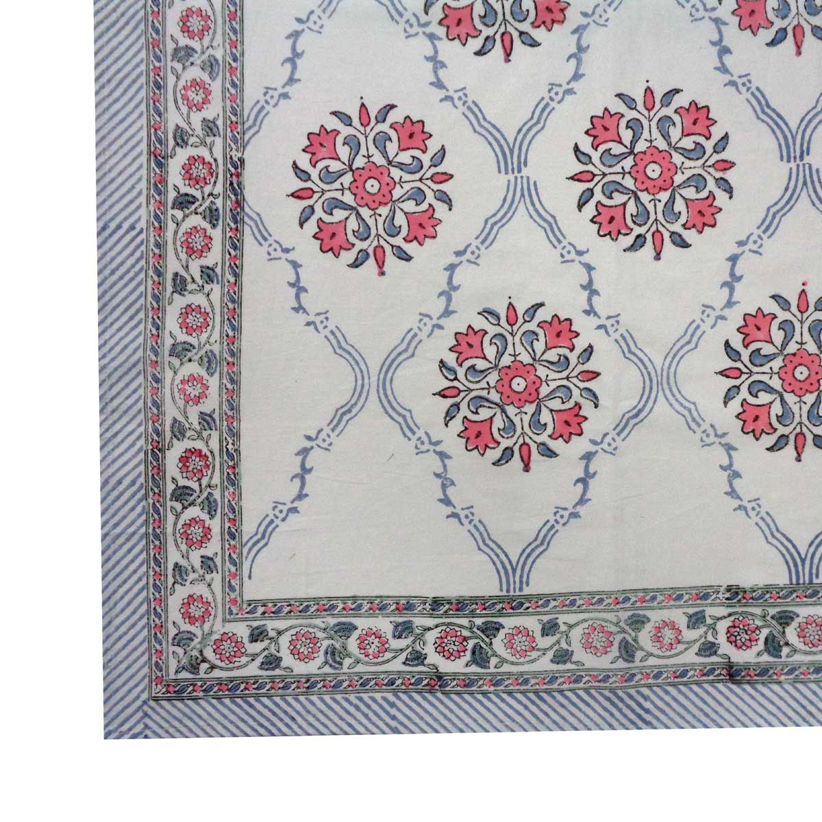 Hand Block Printed Cotton Tablecloth 150x220 cms | 504754