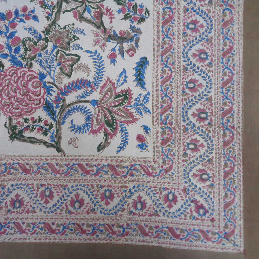 Hand Block Printed Cotton Tablecloth 150x220 cms | Bela Maroon Open 203234