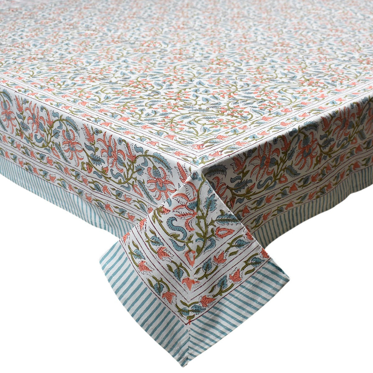 Hand Block Printed Cotton Tablecloth 150x220 cms | Berry Pink 106128