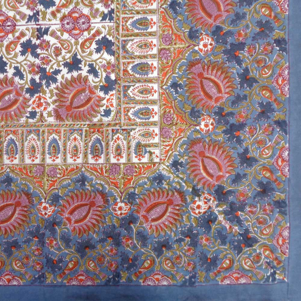Hand Block Printed Cotton Tablecloth 150x220 cms | Bird Of Paradise Open 204059