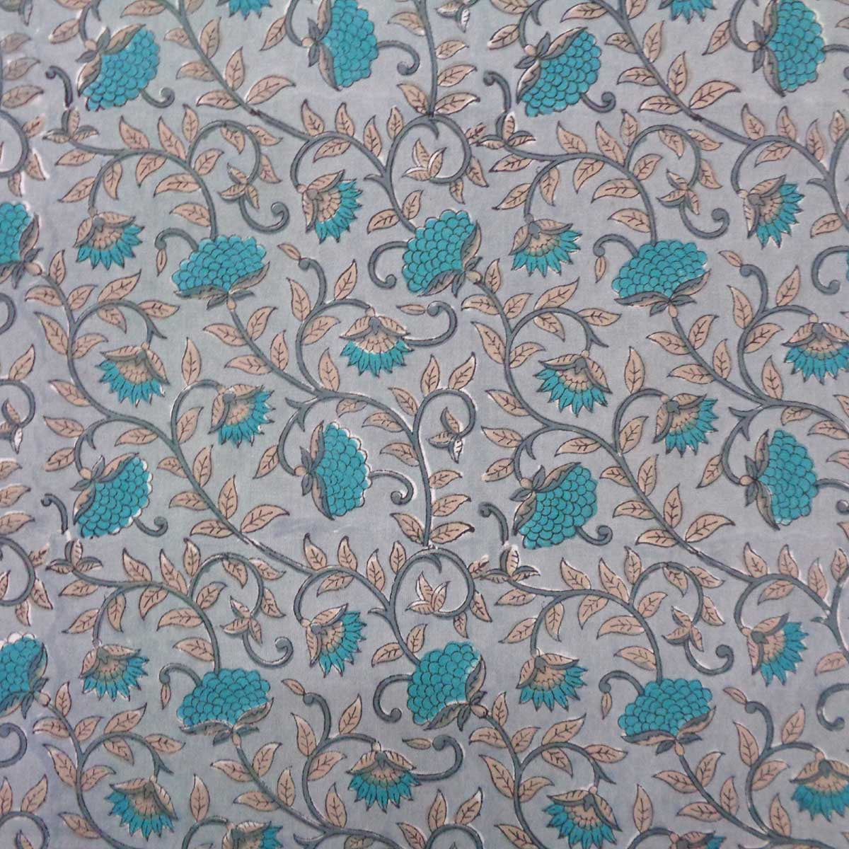 Hand Block Printed Cotton Tablecloth 150x220 cms | Blue Flower Gud 801419