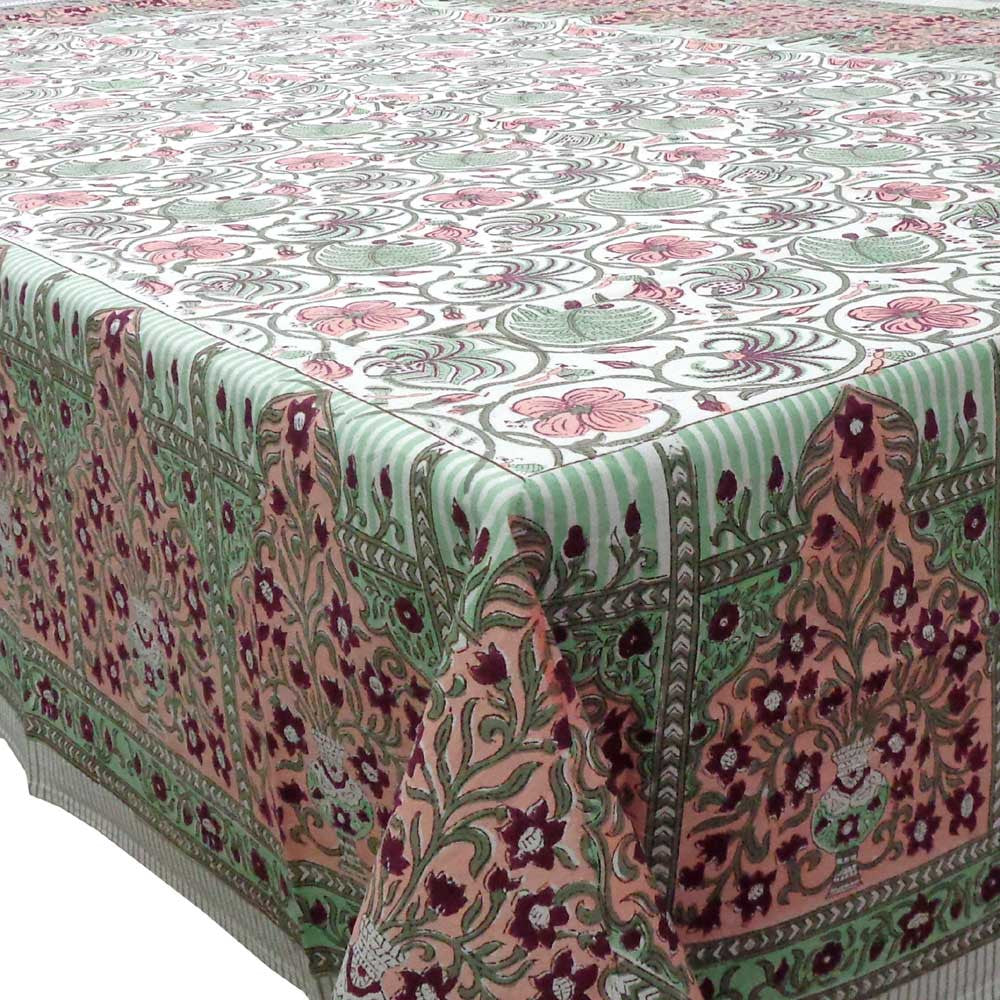 Hand Block Printed Cotton Tablecloth 150x220 cms | Chakri Phool 230848