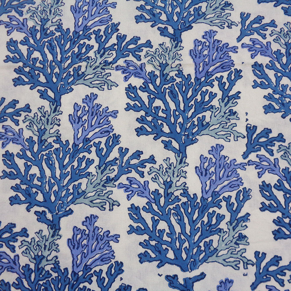 Hand Block Printed Cotton Tablecloth 150x220 cms | Coral Multi Blue 502087