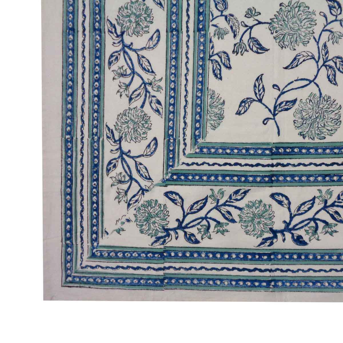 Hand Block Printed Cotton Tablecloth 150x220 cms | Gopala Flower 504856