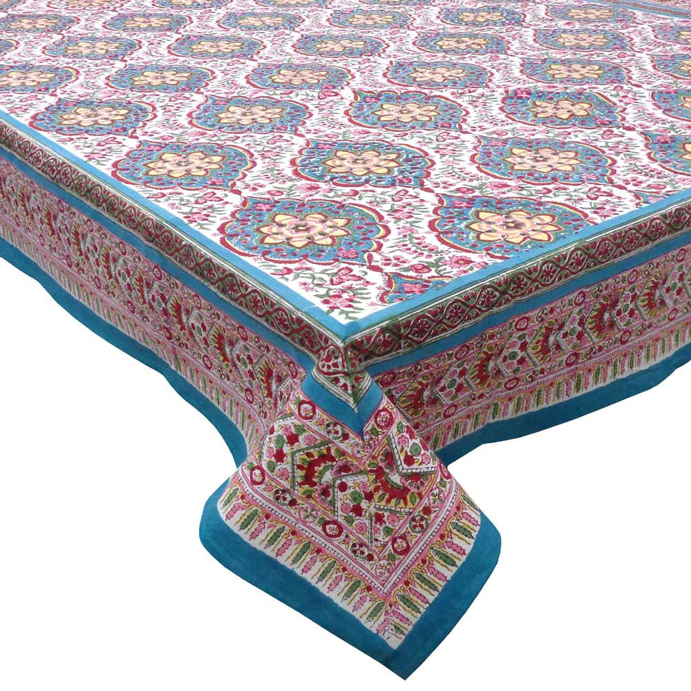 Hand Block Printed Cotton Tablecloth 150x220 cms | Mandala Multi 208682