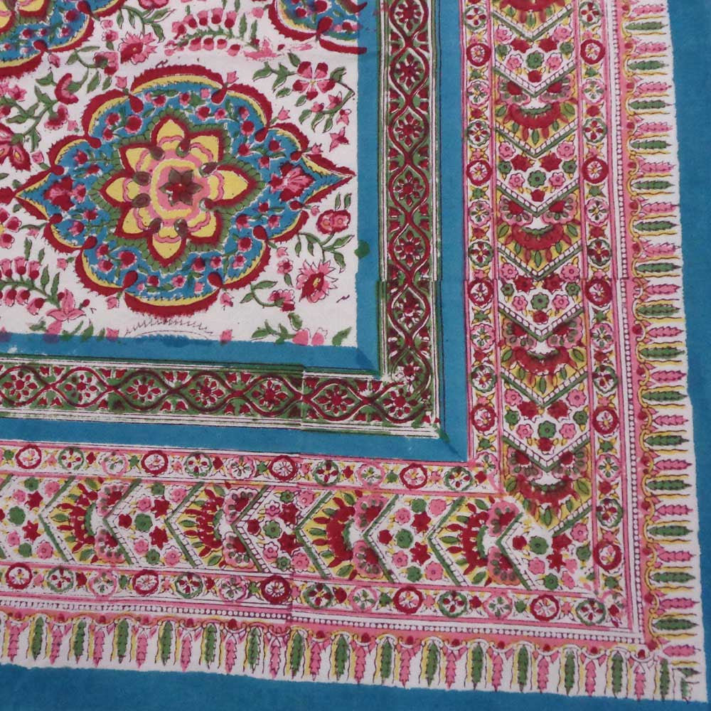 Hand Block Printed Cotton Tablecloth 150x220 cms | Mandala Multi 208682