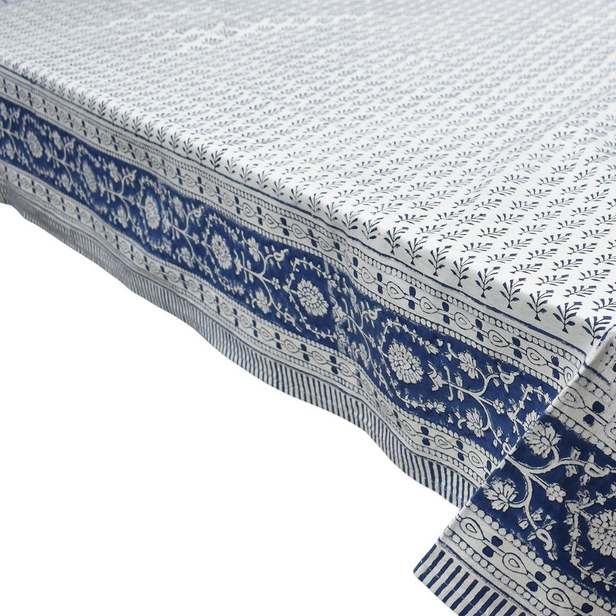 Hand Block Printed Cotton Tablecloth 150x220 cms | Neem Navy Blue 208336