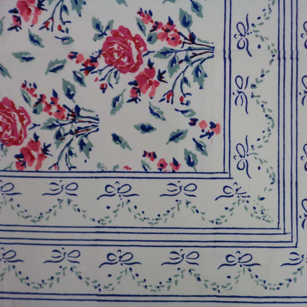 Hand Block Printed Cotton Tablecloth 150x220 cms | Roseline Pink Two 203131