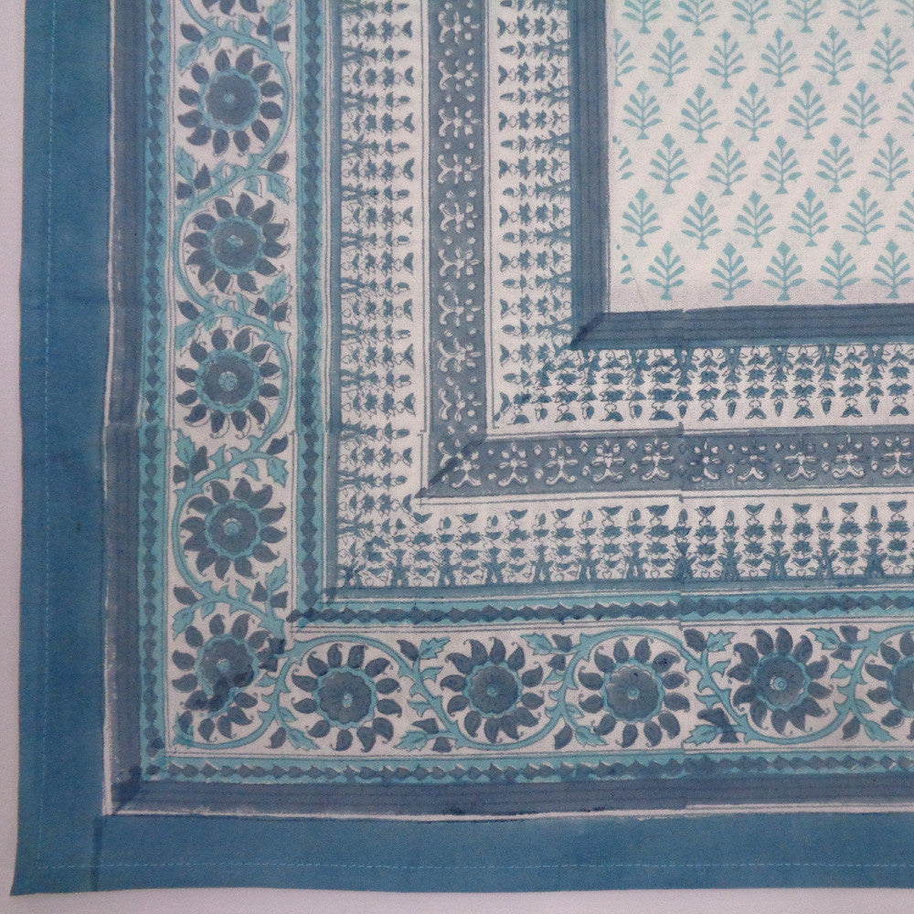 Hand Block Printed Cotton Tablecloth 150x220 cms | TCL Neem Marina 701586