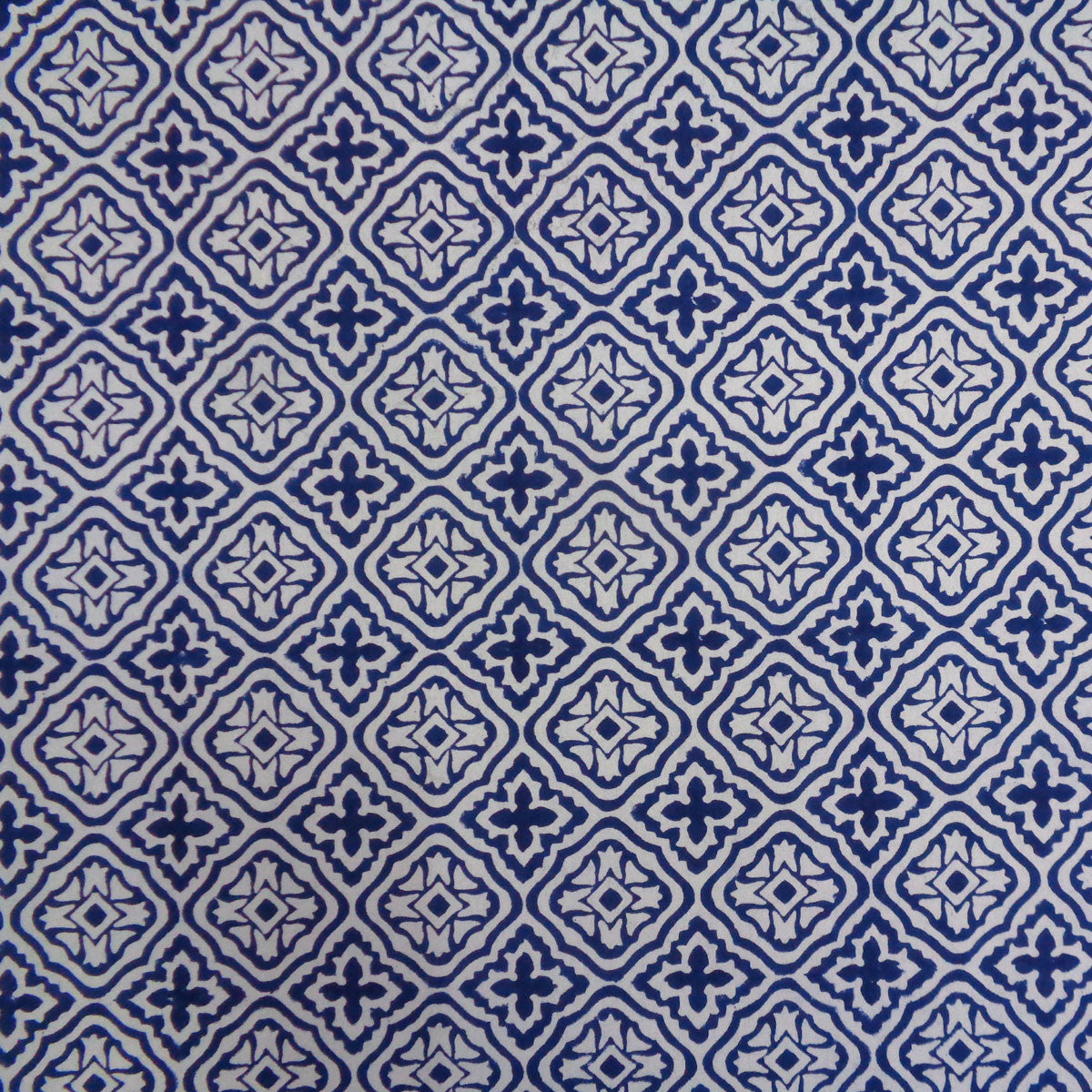 Hand Block Printed Cotton Tablecloth 180x270 | Cross Flower Blue 302287
