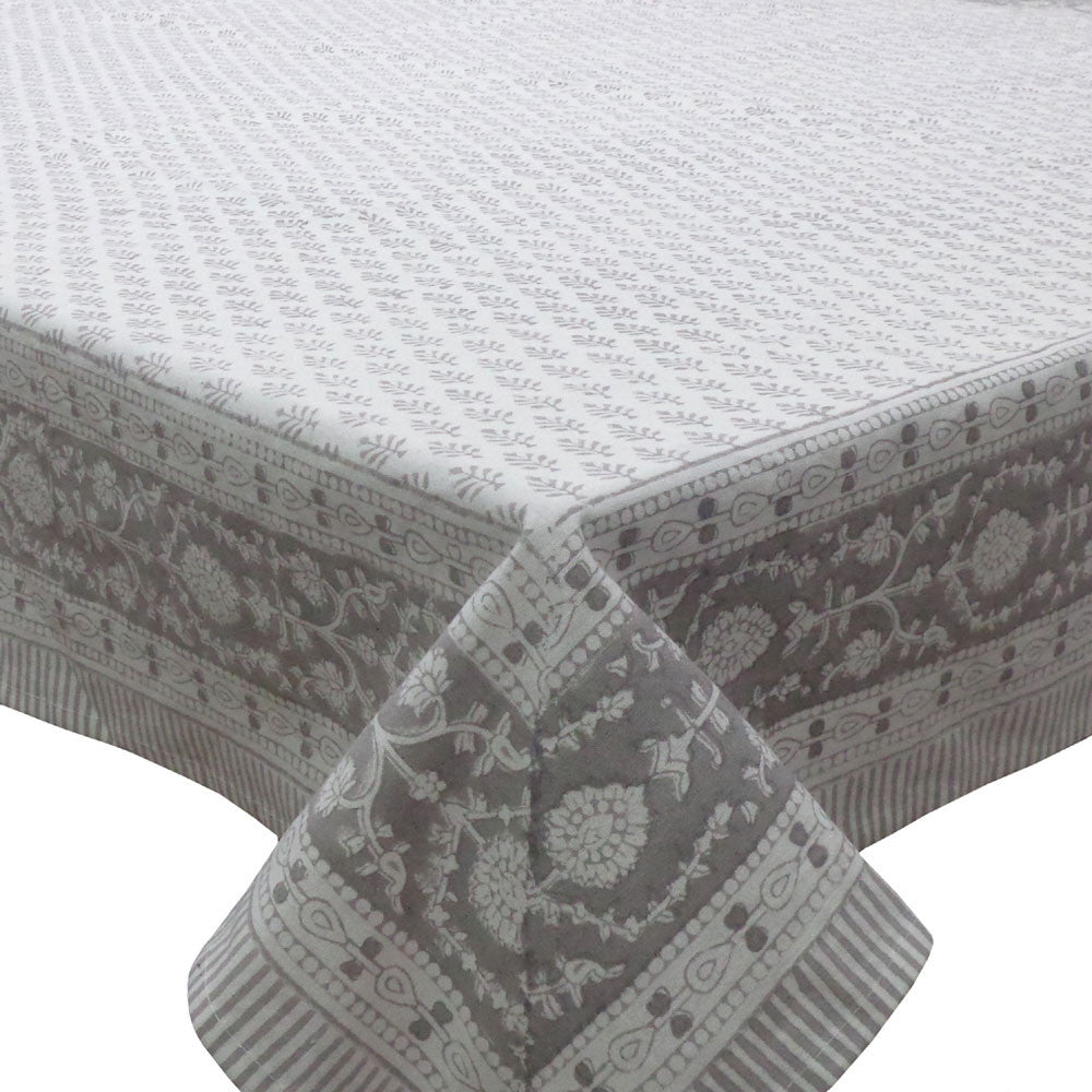 Hand Block Printed Cotton Tablecloth 180x270 | Neem Drizzle 203817