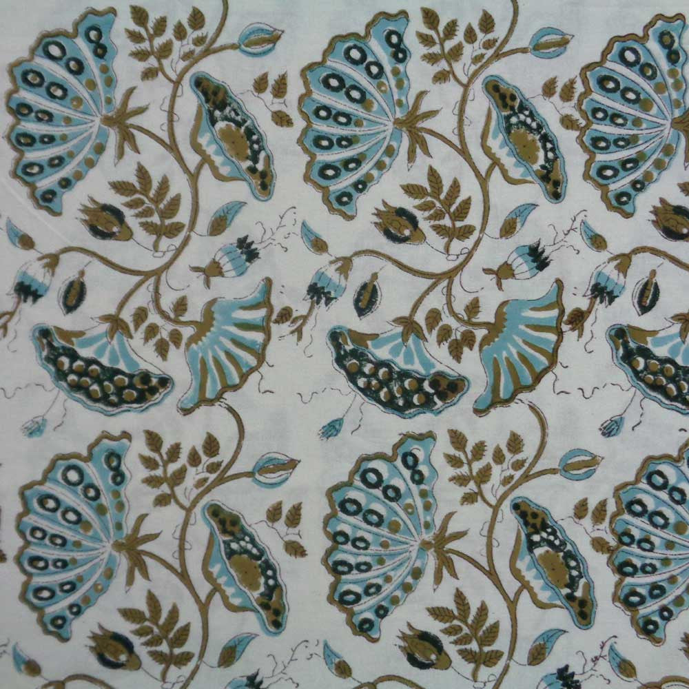 Hand Block Printed Cotton Tablecloth 180x270 | Waterlily Jade Olive 103478