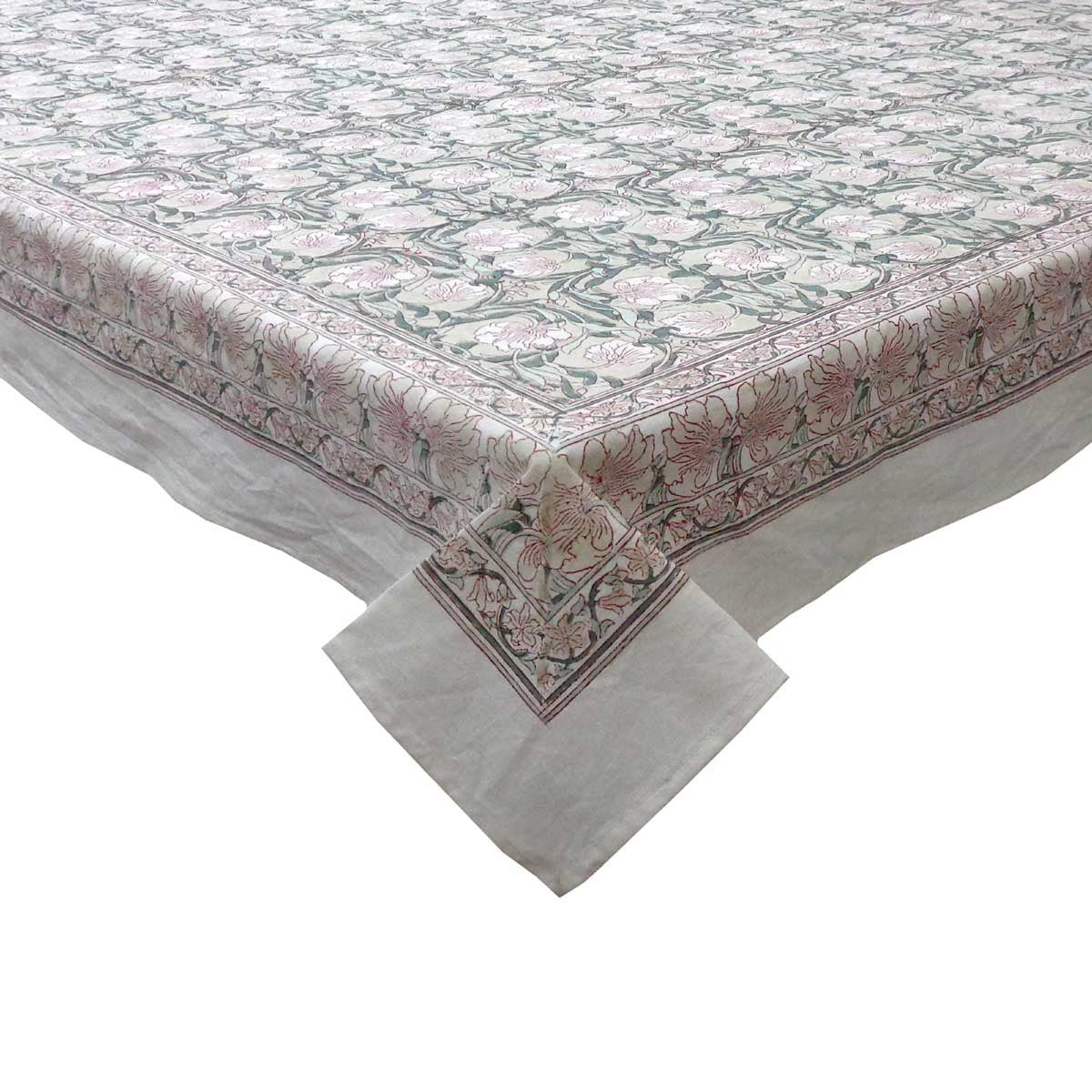 Hand Block Printed Cotton Tablecloth 180x270 cms | Bauhaus Beige Gud 505032