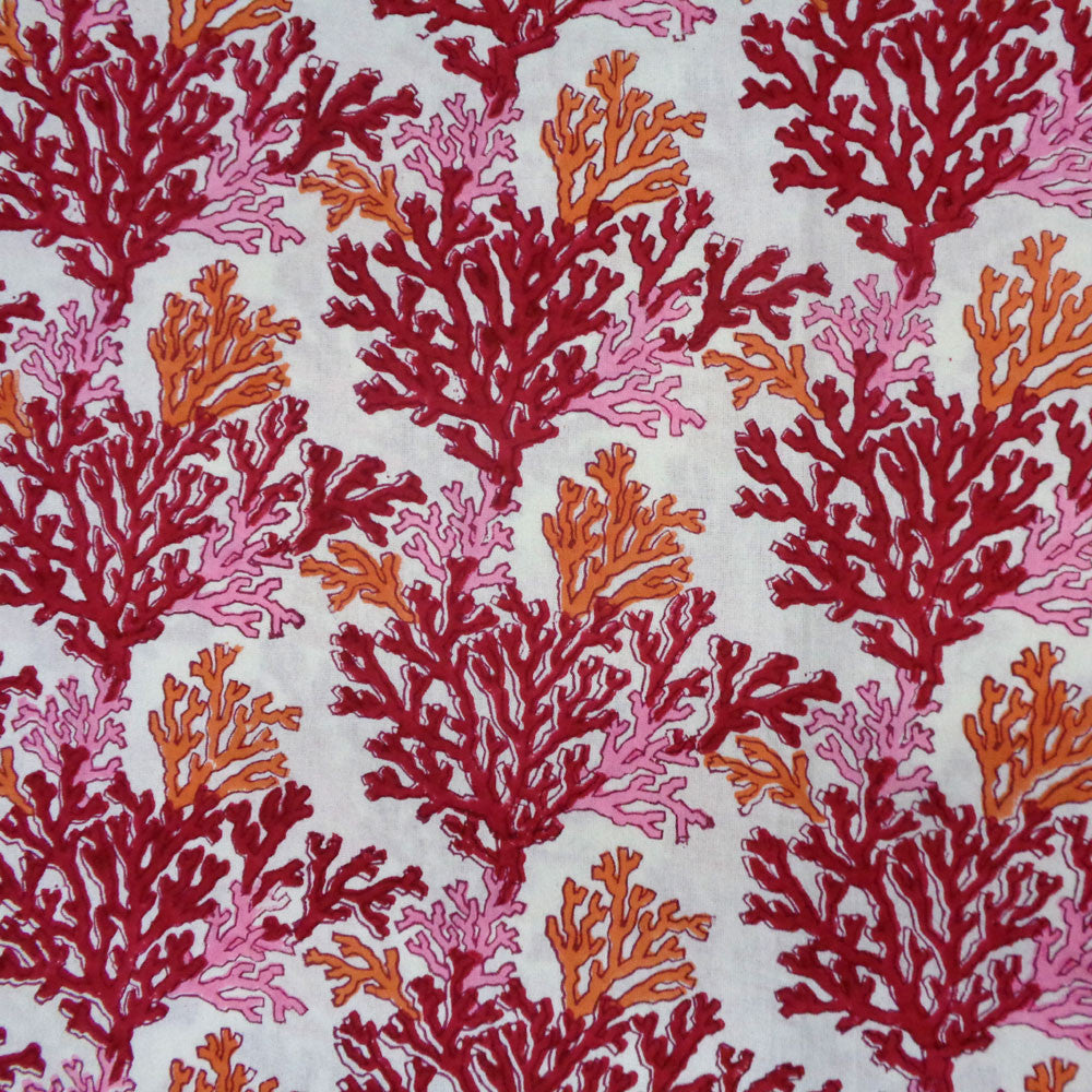 Hand Block Printed Cotton Tablecloth 180x270 cms | Coral Multi Red 701927