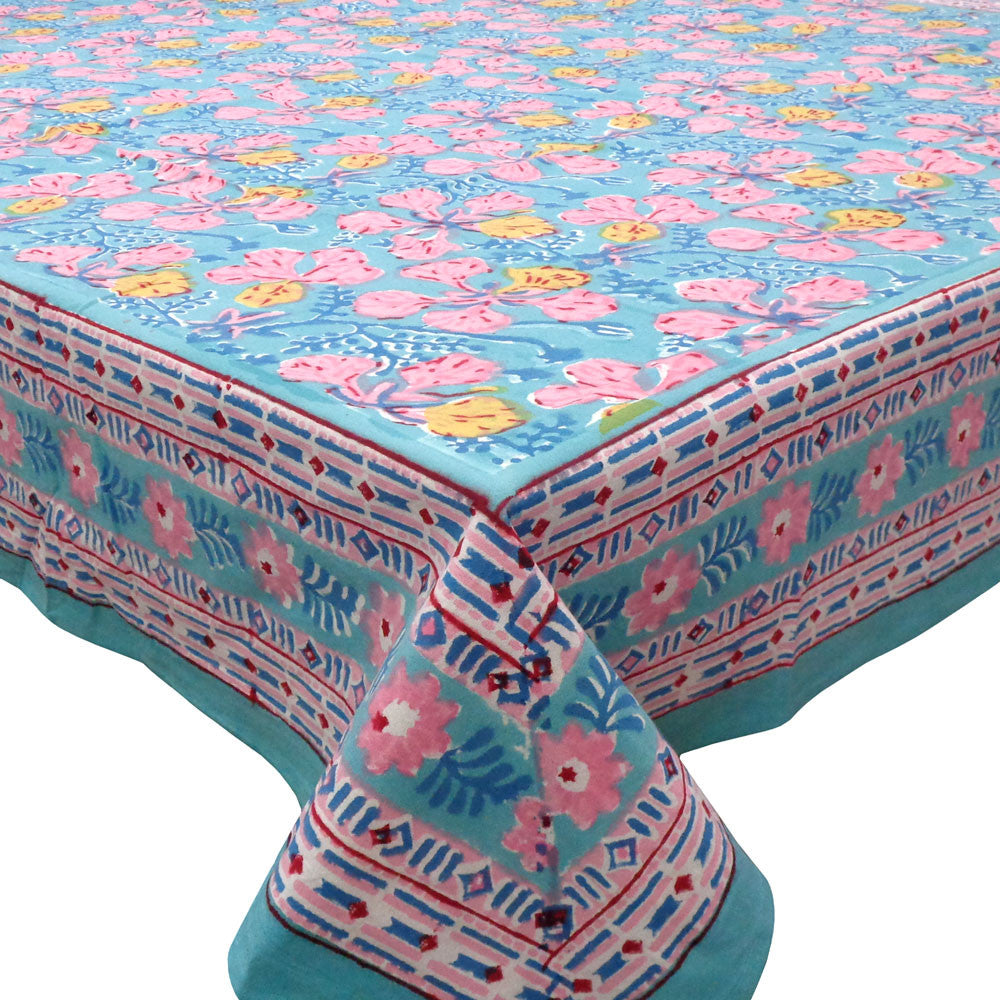 Hand Block Printed Cotton Tablecloth 180x270 cms | Gulmohar Gud 206310