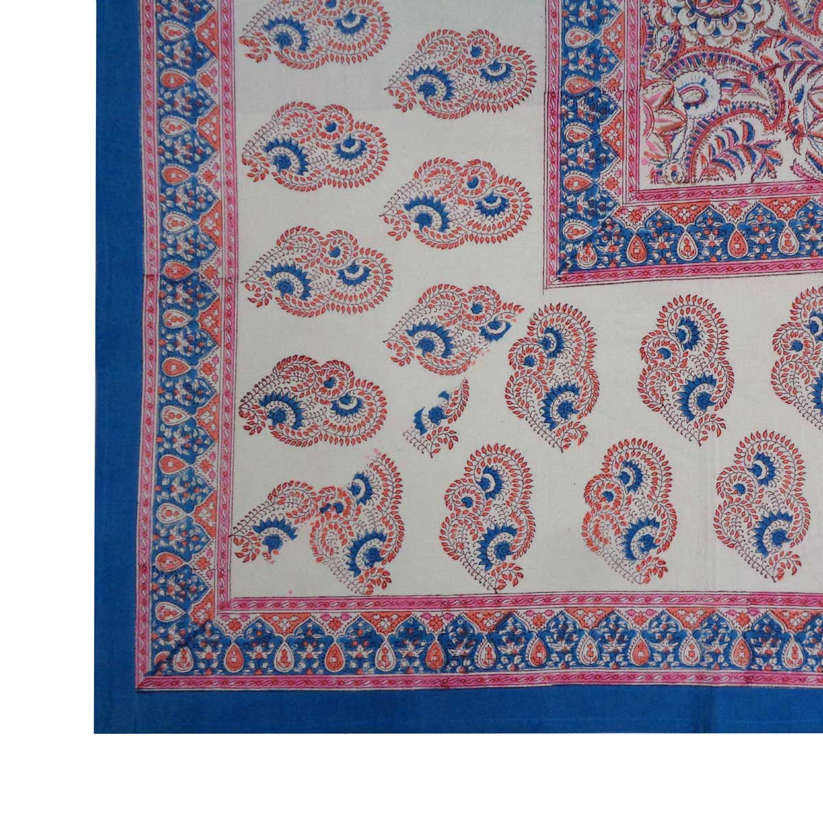 Hand Block Printed Cotton Tablecloth 180x270 cms | Kusum Gulabi 205260
