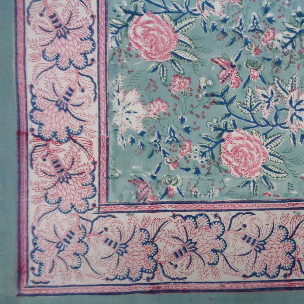Hand Block Printed Cotton Tablecloth 180x270 cms | Naya Gulab Gud 106799