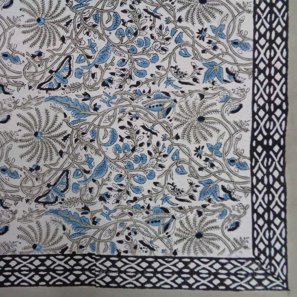 Hand Block Printed Cotton Tablecloth 180x270 cms | Passion Flower 108709